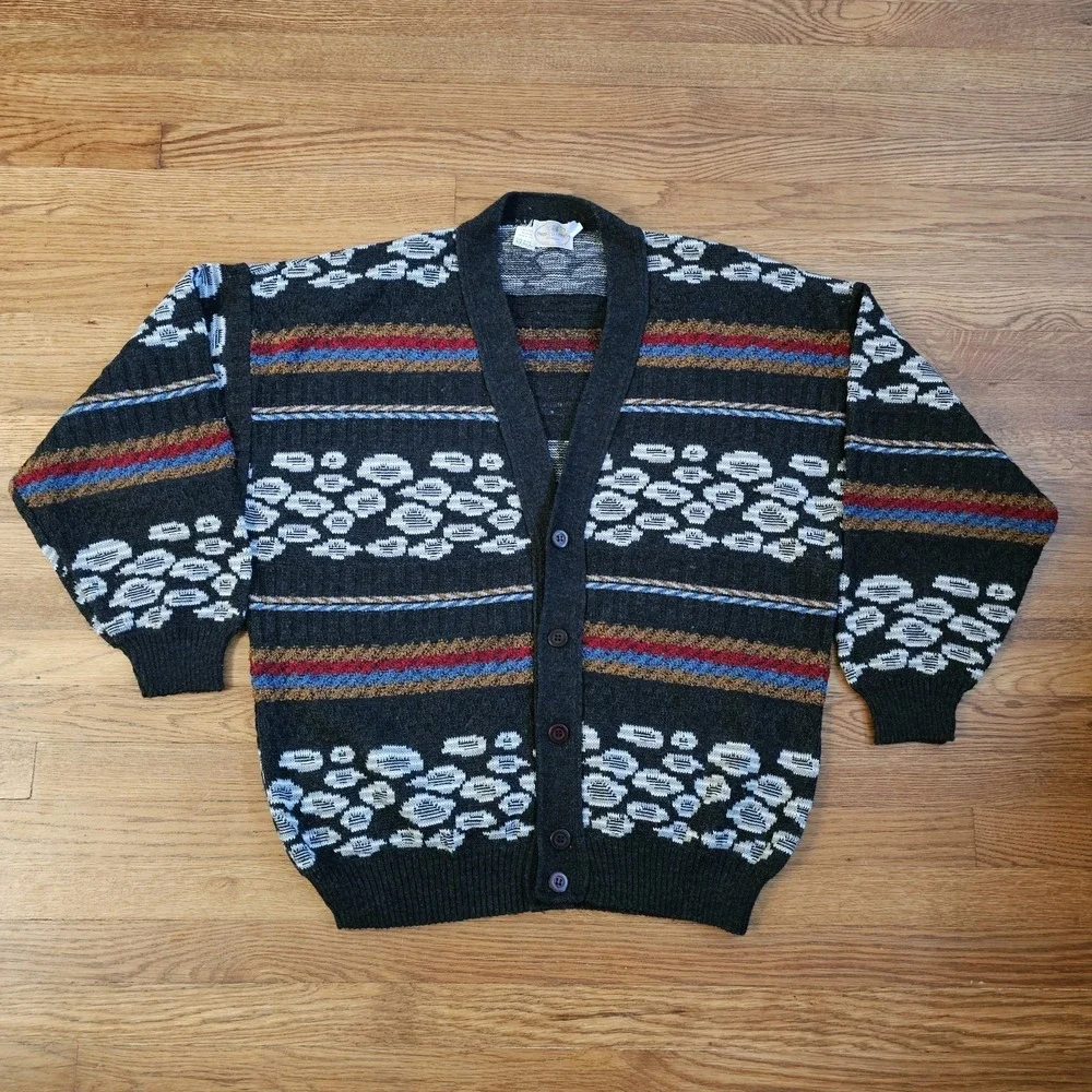 Vintage PRONTO UOMO Grandpa Cardigan Sweater Multicolor  Men's  XL (54)  ITALY